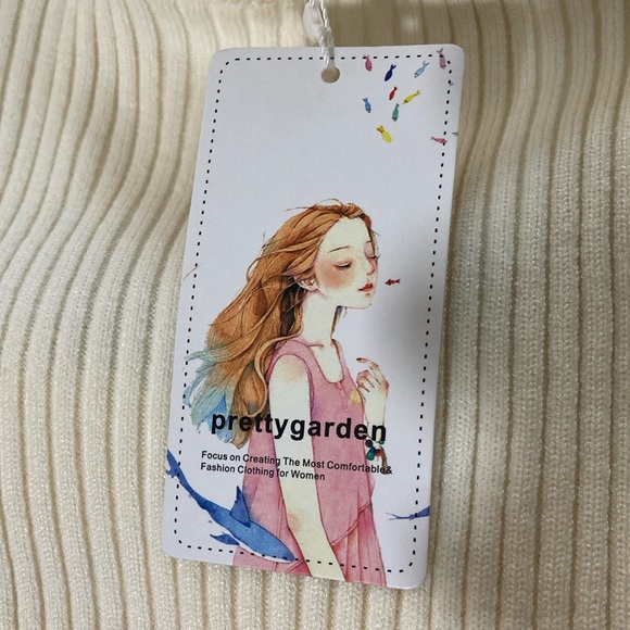 Pretty Garden, Ivory ribbed Knit, Body-con 2 piece dress with pullover shrug, M - Picture 13 of 14